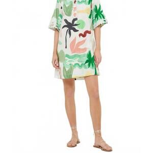 NEW OLIPHANT collard shirt mini dress in paradiso petal